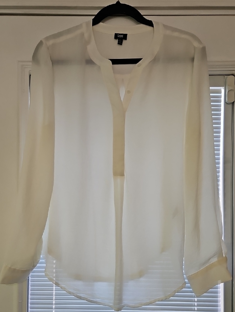 Lee Sheer Ivory Long-Sleeve Popover Blouse